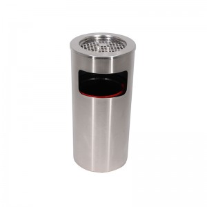 不銹鋼圓形側開口網頂垃圾桶